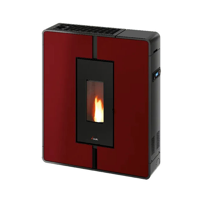 Cadel Stufa a Pellet Tile Plus 10 Rosso, 10kW, 85,5x94,8x26,5 cm