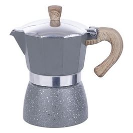 Caffettiera 3 Tazze con Manico e Pomolo Soft Touch Alluminio Pressofuso Grigio 