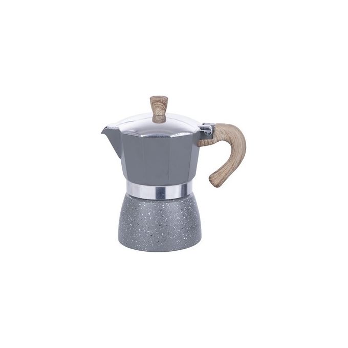 Caffettiera 3 Tazze con Manico e Pomolo Soft Touch Alluminio Pressofuso Grigio 