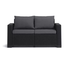 CALIFORNIA SOFA 2 SEATER CON CUSCINI SEDUTA/SCHIENALE - 141X68X71,5H - ROUND WICKER 6 MM - GRAFITE       