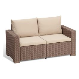 CALIFORNIA SOFA 2 SEATER CON CUSCINI SEDUTA/SCHIENALE - 141X68X71,5H - ROUND WICKER 6 MM - CAPPUCCINO      