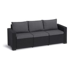 California Sofa 3 Seater con cuscini seduta e schienale in resina grafite 198x68x71 5H per esterni e giardino