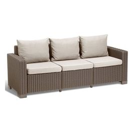 CALIFORNIA SOFA 3 SEATER CON CUSCINI SEDUTA/SCHIENALE - 198X68X71,5H - ROUND WICKER 6 MM - CAPPUCCINO      