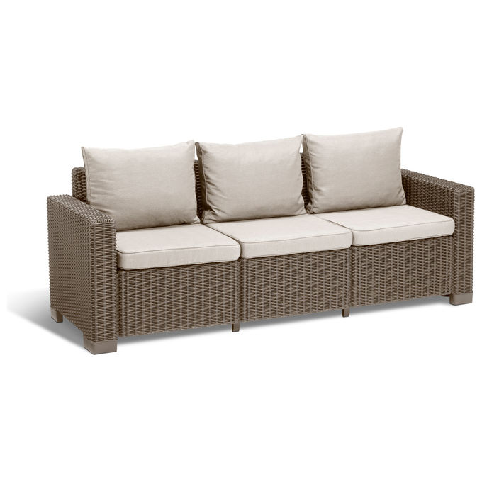 CALIFORNIA SOFA 3 SEATER con cuscini seduta-schienale 198x68x71,5h Cappuccino      