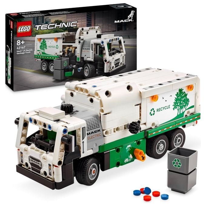 LEGO Technic 42167 Camion della Spazzatura Mack LR Electric, Veicolo Giocattolo Raccolta Rifiuti, Gioco per Bambini 8+ Anni