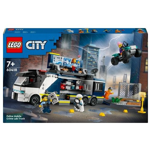 LEGO City 60418 Camion Laboratorio Mobile della Polizia, Giocattolo per Bambini di 7+ Anni con Quad Bike e 5 Minifigure