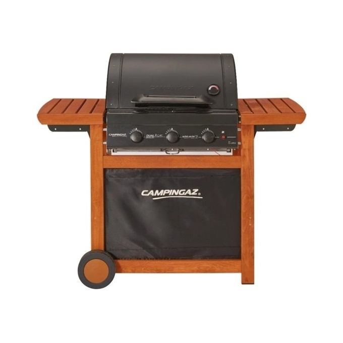 Campingaz 3W-L Barbecue a Gas Adelaide 3 Woody L Dual Gas 3 Bruciatori 14 kW Superficie Cottura 60x45 cm con Termometro Integrato e Ruote colore Nero