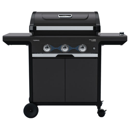 barbecue a gas 3 Series Select, 3 bruciatori, GPL e metano, 11300 W, carrello con ruote, nero