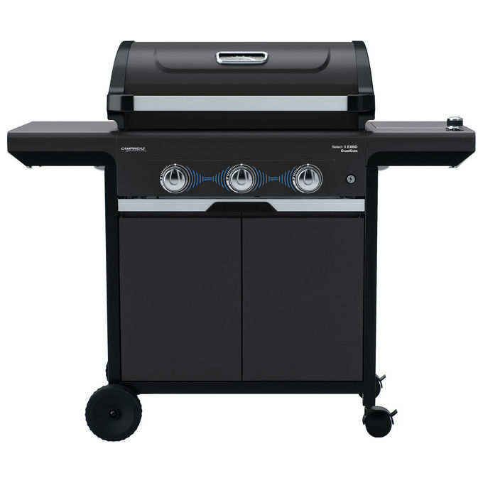 Campingaz barbecue a gas 3 Series Select, 3 bruciatori, GPL e metano, 11300 W, carrello con ruote, nero