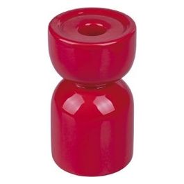 Candeliere rosso in ceramica h. 12,6 cm, XMas