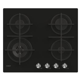CDK6GF4WEKB New Timeless GOG Piano Cottura a Gas su vetro 4 zone Manopole New Timeless Big Front DC Griglie in ghisa 60 cm 4 livelli di potenza Nero 