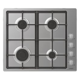 CHG6LX Piano Cottura a Gas su metallo 4 zone Manopola Inox Lateral Inox Griglie in ghisa 60 cm 4 livelli di potenza Inox/Lamiera