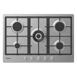 CHG74WX Piano Cottura a Gas 5 Zone Griglie in Ghisa 75 cm Acciaio Inox