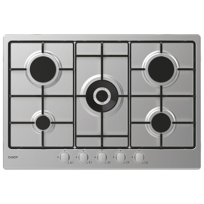 Candy CHW74WX – Piano cottura a gas 5 zone, (75 cm), Acciaio Inox