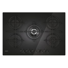 CVG74WTB Piano Cottura 5 Fuochi a Gas 75 cm in Vetro Temperato colore Nero