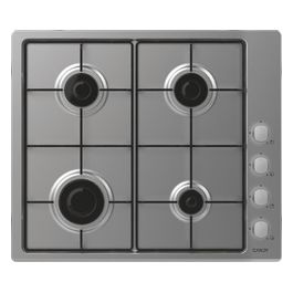 CHW6LX Idea - Piano cottura gas, 60 cm, 4 fuochi, accensione elettronica, griglie smaltate, colore inox