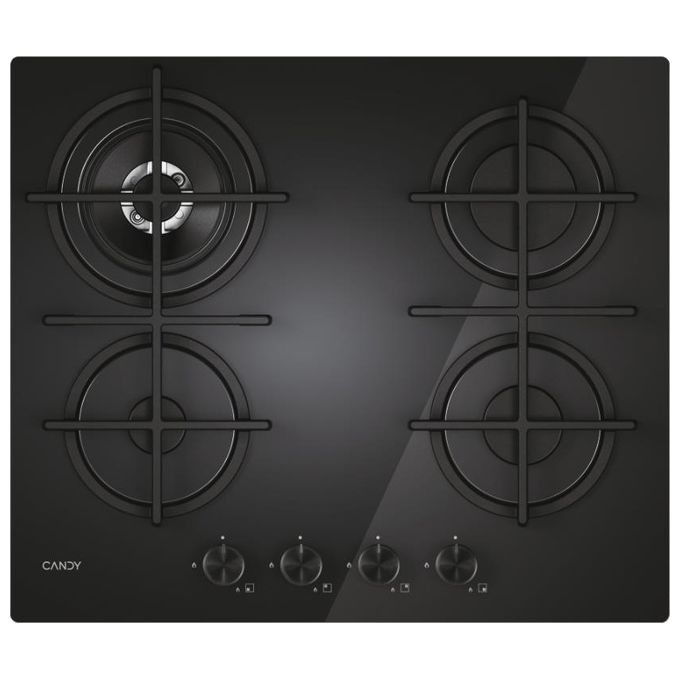 Candy Moderna CVG6BR4WTB Piano Cottura Nero da Incasso 60cm Gas 4 Fornelli