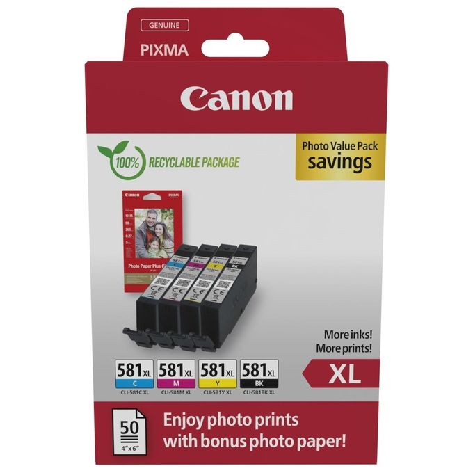 Image of Canon CLI-581XL BK-C-M-Y Cartuccia D'inchiostro Photo Value Pack