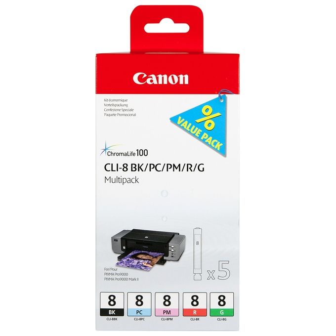 Canon Cli-8 Blk/pc/pm/r/g Multipack Blister 4 Colori