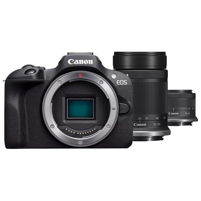 Canon EOS R100  RF-S 18-45mm F4.5-6.3 IS STM  RF-S 55-200mm F5-7.1 IS STM Kit MILC 24.1 MP CMOS 6000x4000 Pixel Nero