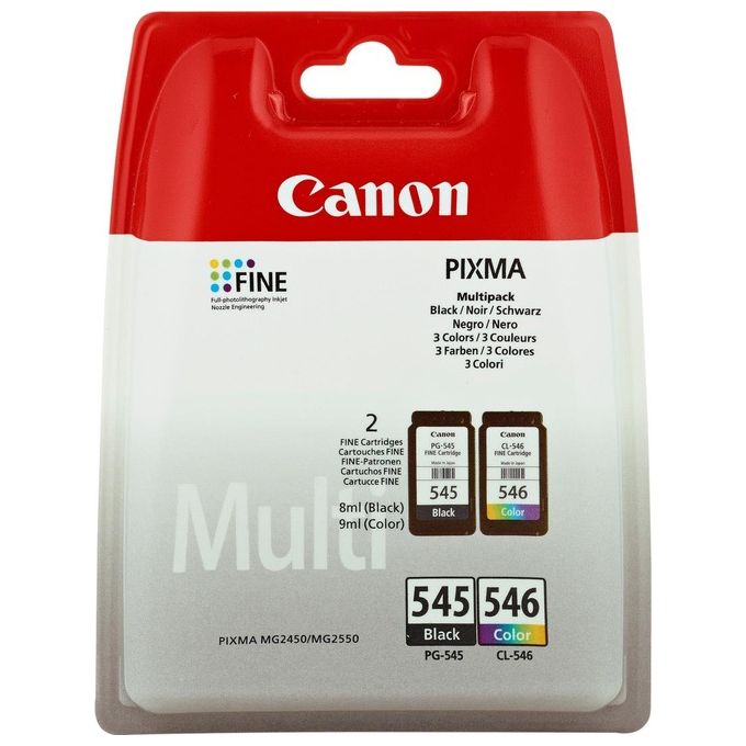 Canon 8287B006AA PG-545 CL-546 Multipack Cartucce Inkjet Originali 2 pezzi 180 pagine colore Nero e Colore