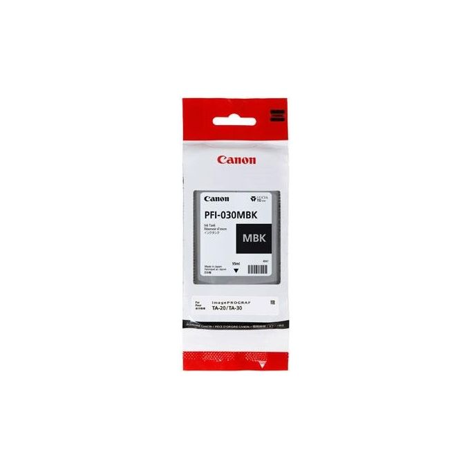 Canon PFI-030 MBK Cartuccia Originale Inkjet Pigmento 55 ml imagePROGRAF TA-20 TA-30 TM-240 TM-340 colore Nero opaco