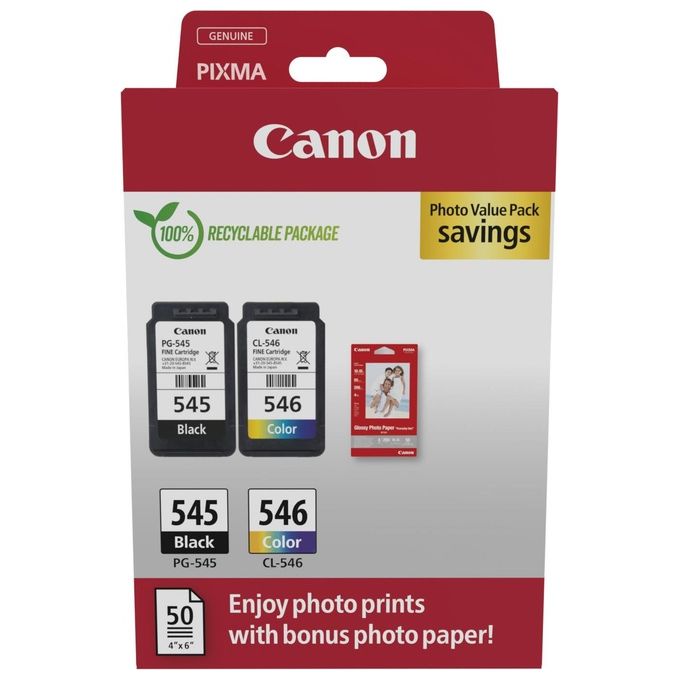 Image of Canon PG-545 - CL-546 Cartuccia D'inchiostro Photo Value Pack Nero-Ciano-Magenta-Giallo