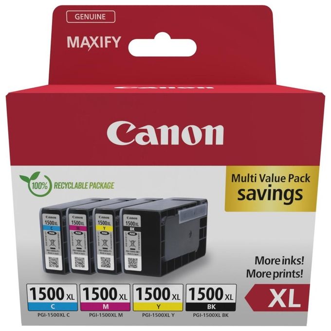 Canon PGI-1500 XL BK-C-M-Y Cartuccia D'inchiostro Confezione Multipla