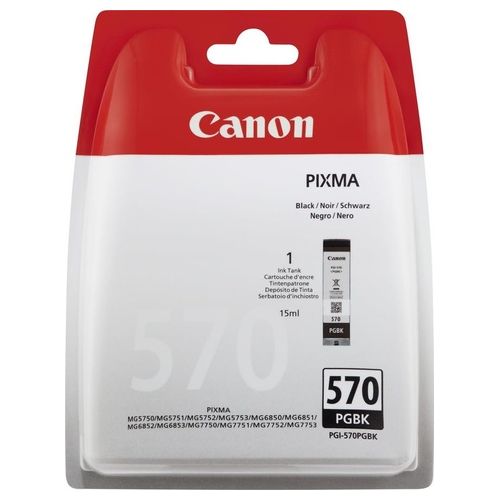 Canon Pgi-570 Inchiostro Pigmentato nero Chromalife 100 . Contenuto 15 ml. Compatibile con Pixma Mg5750 Mg6850 Mg7750