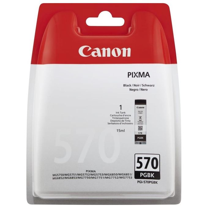 Canon Pgi-570 Inchiostro Pigmentato nero Chromalife 100 . Contenuto 15 ml. Compatibile con Pixma Mg5750 Mg6850 Mg7750
