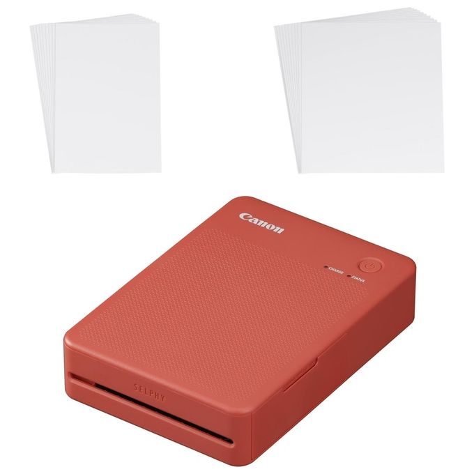 Image of Canon Stampante portatile SELPHY QX20: per la stampa Wi-Fi direttamente dal tuo dispositivo smart. Stampa a sublimazione 2 formati di stampe con adesivo rimovibile e ricarica USB-C - Rosso