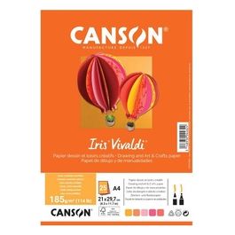 Canson Iris Vivaldia4 Confezione da 25 Fogli fa 240 G/m² Colori Assortiti Giallo/Rosa/Rosso