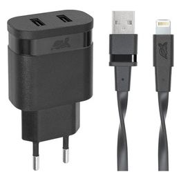 RivaCase Caricabatterie con 2 porte Usb 17W + Cavo Lightning