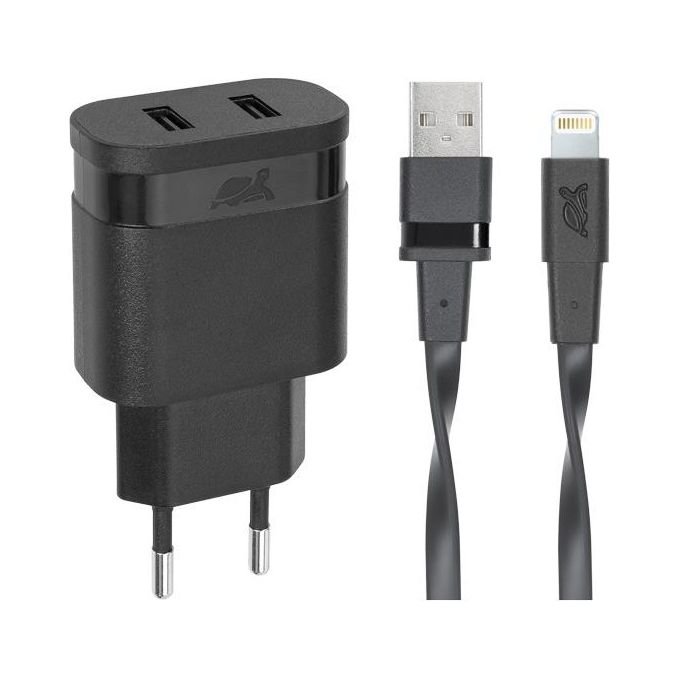 RivaCase Caricabatterie con 2 porte Usb 17W + Cavo Lightning