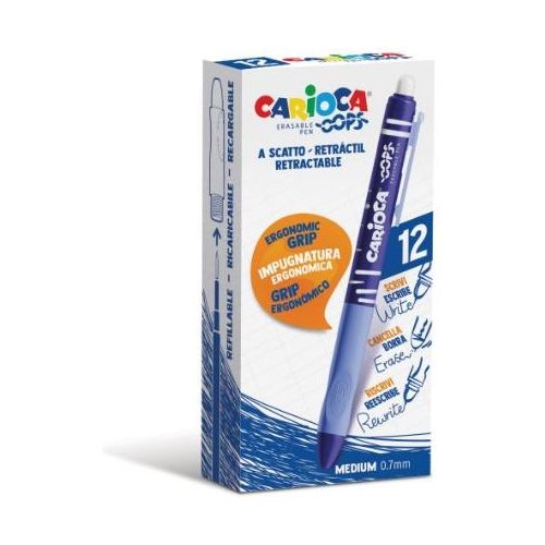 Carioca Confezione 12 Penna Cancellabile Scatto Blu Oops