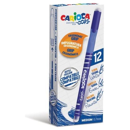 Carioca Confezione 12 Penne Cancellabile Blu Oops