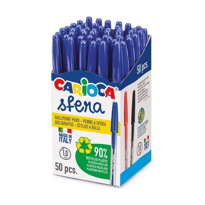 Carioca Confezione 50 Penna Sfera Eco 1mm Blu