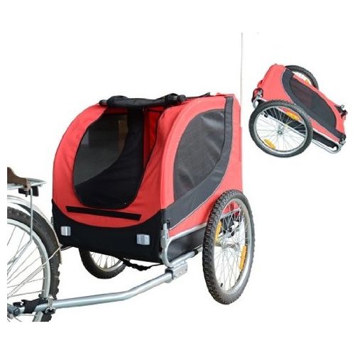 Carrellino da bicicletta per animali domestici 130x90x110cm rosso e nero