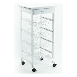 Carrello da cucina Calgary con 4 ceste 37x37x80,5 in mdf bianco