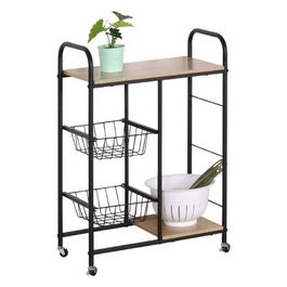 Carrello da Cucina in Legno Truciolato e Metallo 57x30cm/H85cm Naturale/Nero