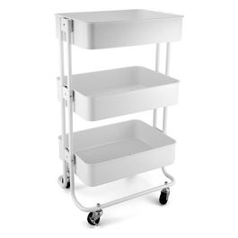 Carrello da cucina Net con ruote e 3 ripiani 31X46X77,5 in ferro bianco