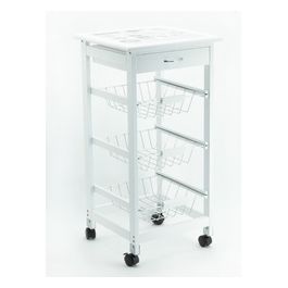 Carrello da cucina Ottawa con 3 ceste in mdf bianco 37x37x76