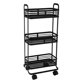 Carrello da cucina con ruote nero 35x20x70