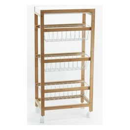 Carrello da cucina Toronto con 3 ceste in mdf naturale bianco 22x40x83