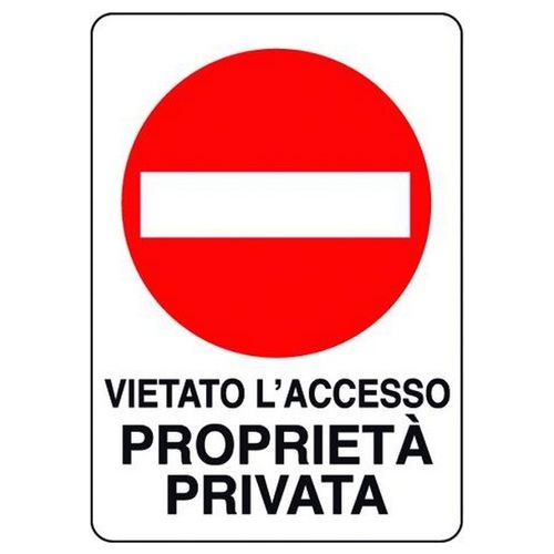 Cartelli Segnali Plastica Vietato Accesso Proprieta' Privata mm.300x200