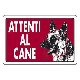 Cartello Attenti Al Cane 18X 12 Alluminio