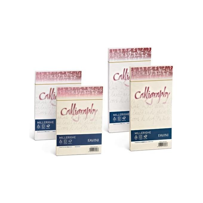 Favini A69Q324 Calligraphy Millerighe Carta per Stampanti 200 g-m² A4 50 fogli colore Avorio