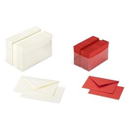 Confezione 100 Buste con Cartoncini Rossi 7,2x11cm