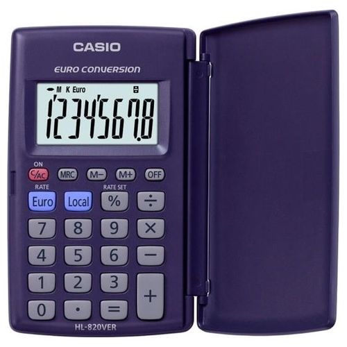 Casio HL-820VERA-WA Calcolatrice Tascabile 8 Cifre Big Display con Custodia