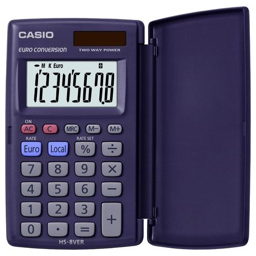 Casio HS-8VER Calcolatrice Tascabile Display a 8 Cifre con Euroconvertitore